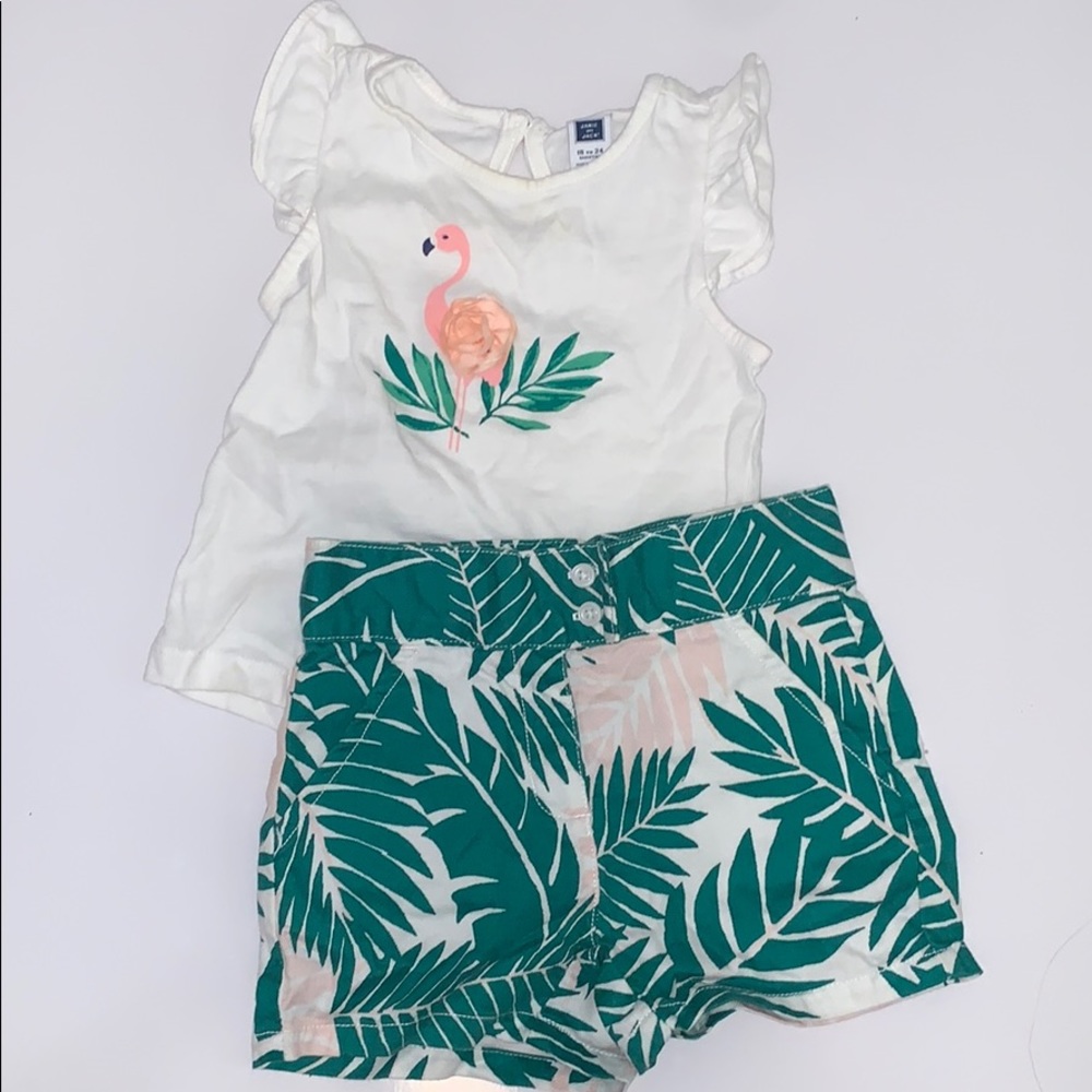 Janie and Jack flamingo set 18-24 months